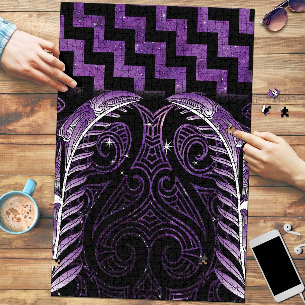 Purple Matariki New Zealand Puzzle Maori Poutama Galaxy Vibes - Aussie Hoodie
