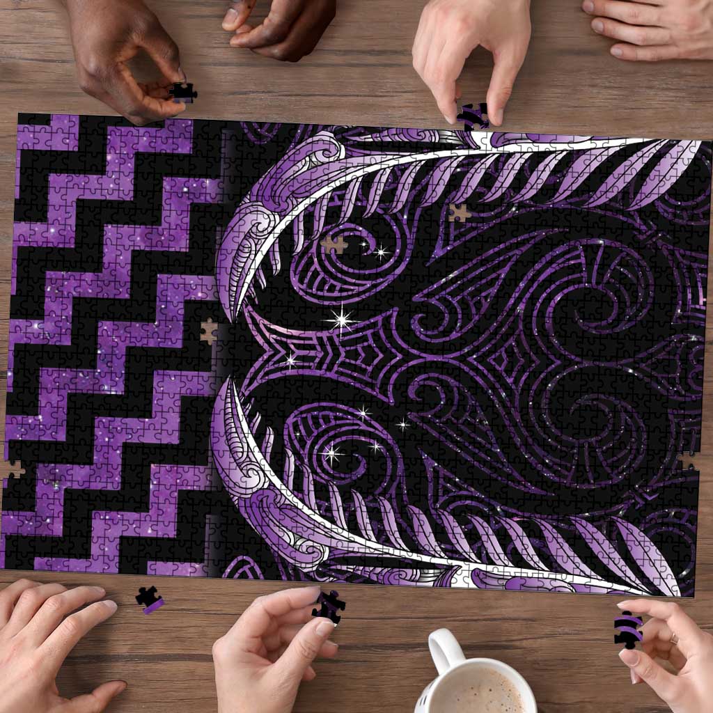 Purple Matariki New Zealand Puzzle Maori Poutama Galaxy Vibes - Aussie Hoodie
