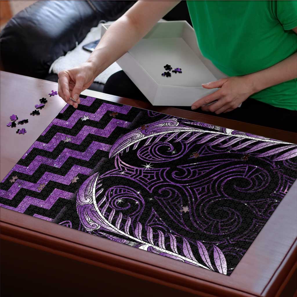 Purple Matariki New Zealand Puzzle Maori Poutama Galaxy Vibes - Aussie Hoodie