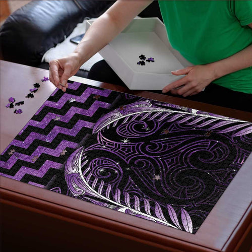 Purple Matariki New Zealand Puzzle Maori Poutama Galaxy Vibes - Aussie Hoodie