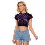 Purple Matariki New Zealand Raglan Cropped T Shirt Maori Poutama Galaxy Vibes