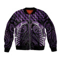 Purple Matariki New Zealand Sleeve Zip Bomber Jacket Maori Poutama Galaxy Vibes