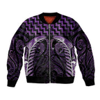 Purple Matariki New Zealand Sleeve Zip Bomber Jacket Maori Poutama Galaxy Vibes