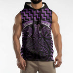 Purple Matariki New Zealand Sleeveless Hoodie Maori Poutama Galaxy Vibes - Aussie Hoodie