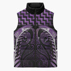 Purple Matariki New Zealand Sleeveless Puffer Jacket Maori Poutama Galaxy Vibes - Aussie Hoodie