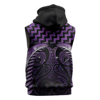 Purple Matariki New Zealand Sleeveless Zip Hoodie Maori Poutama Galaxy Vibes LT14