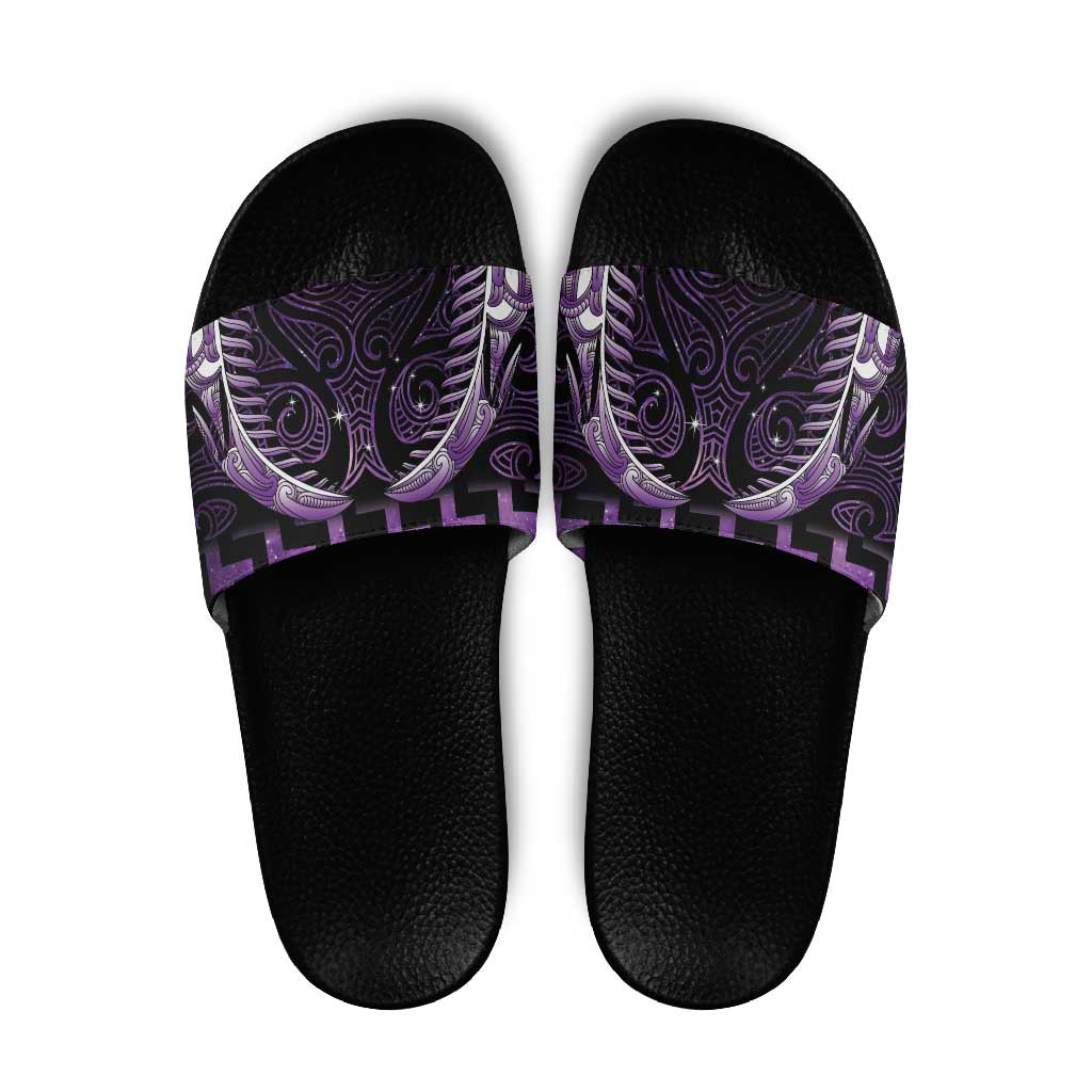 Purple Matariki New Zealand Slide Sandals Maori Poutama Galaxy Vibes - Aussie Hoodie