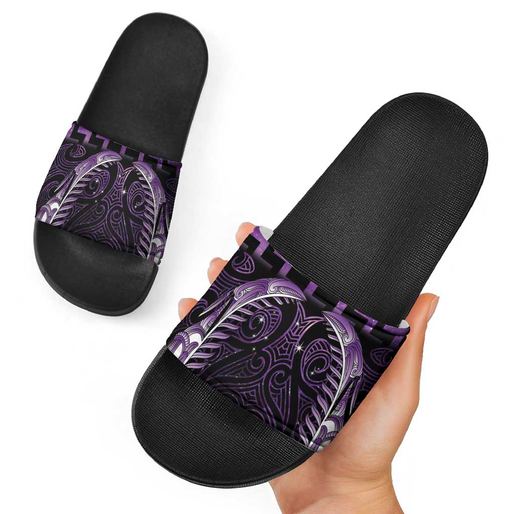 Purple Matariki New Zealand Slide Sandals Maori Poutama Galaxy Vibes - Aussie Hoodie