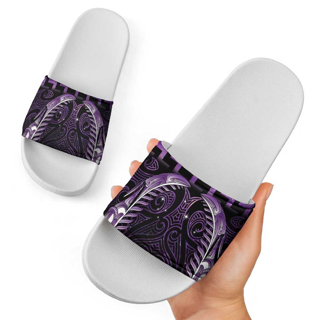 Purple Matariki New Zealand Slide Sandals Maori Poutama Galaxy Vibes - Aussie Hoodie