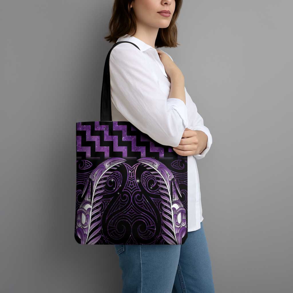 Purple Matariki New Zealand Tote Bag Maori Poutama Galaxy Vibes - Aussie Hoodie