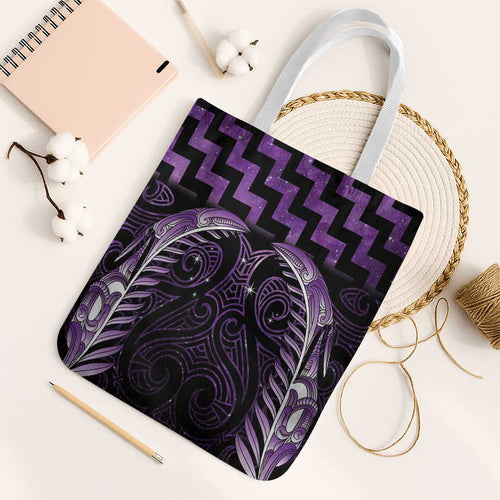 Purple Matariki New Zealand Tote Bag Maori Poutama Galaxy Vibes - Aussie Hoodie