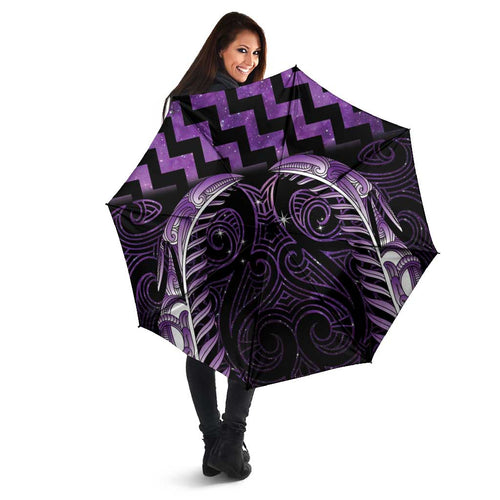 Purple Matariki New Zealand Umbrella Maori Poutama Galaxy Vibes - Aussie Hoodie
