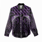 Purple Matariki New Zealand Women Casual Shirt Maori Poutama Galaxy Vibes