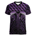Purple Matariki New Zealand Women V-Neck T-Shirt Maori Poutama Galaxy Vibes