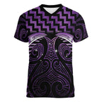 Purple Matariki New Zealand Women V-Neck T-Shirt Maori Poutama Galaxy Vibes
