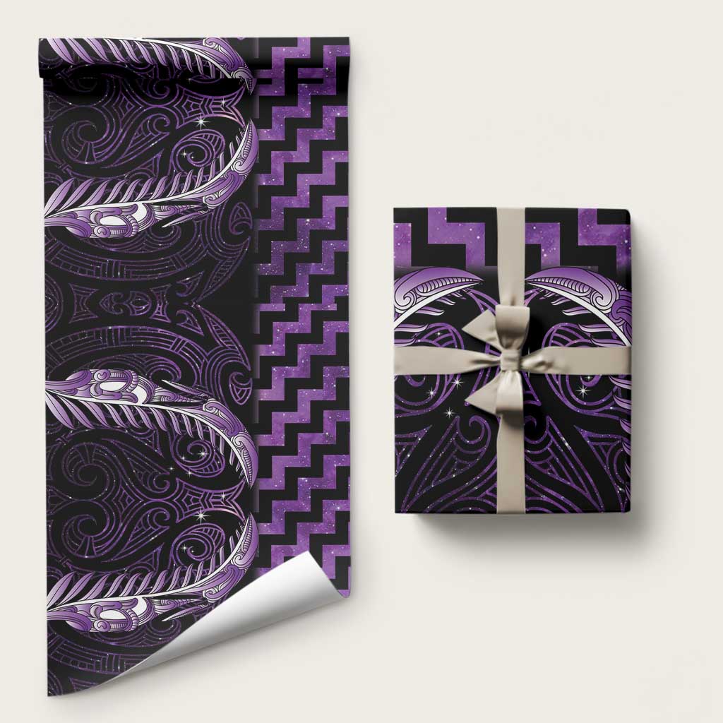 Purple Matariki New Zealand Wrapping Paper Maori Poutama Galaxy Vibes - Aussie Hoodie