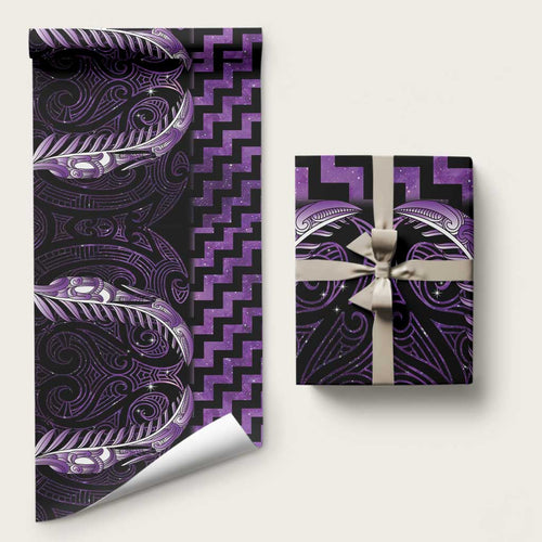 Purple Matariki New Zealand Wrapping Paper Maori Poutama Galaxy Vibes - Aussie Hoodie