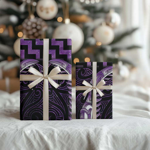 Purple Matariki New Zealand Wrapping Paper Maori Poutama Galaxy Vibes - Aussie Hoodie