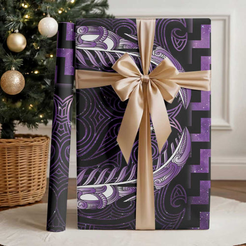 Purple Matariki New Zealand Wrapping Paper Maori Poutama Galaxy Vibes - Aussie Hoodie