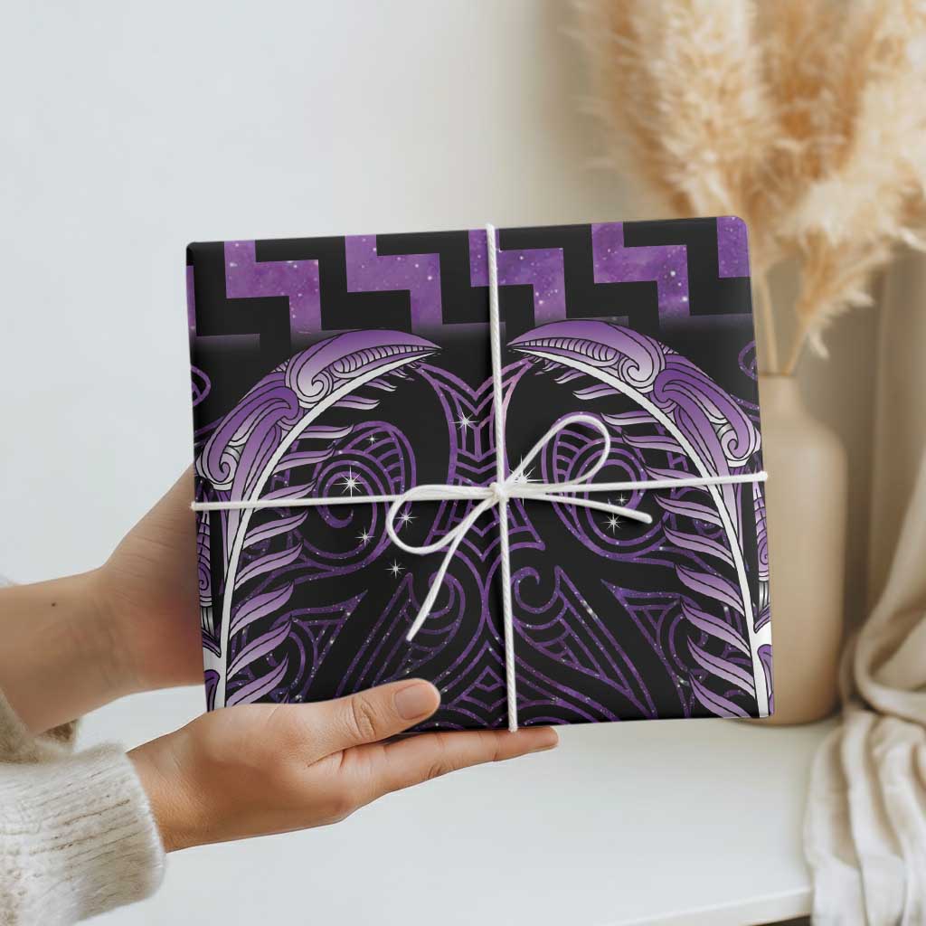 Purple Matariki New Zealand Wrapping Paper Maori Poutama Galaxy Vibes - Aussie Hoodie