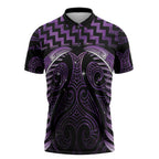 Purple Matariki New Zealand Zipper Polo Shirt Maori Poutama Galaxy Vibes - Aussie Hoodie