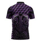 Purple Matariki New Zealand Zipper Polo Shirt Maori Poutama Galaxy Vibes - Aussie Hoodie