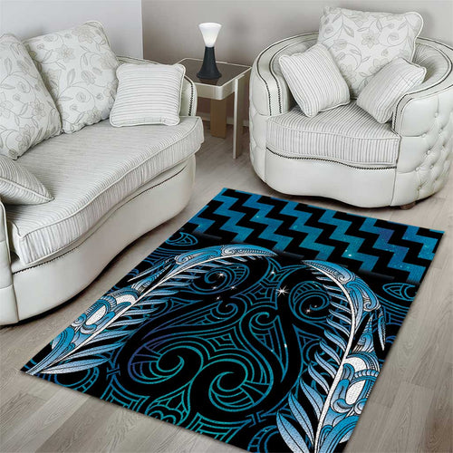 Blue Matariki New Zealand Area Rug Maori Poutama Galaxy Vibes