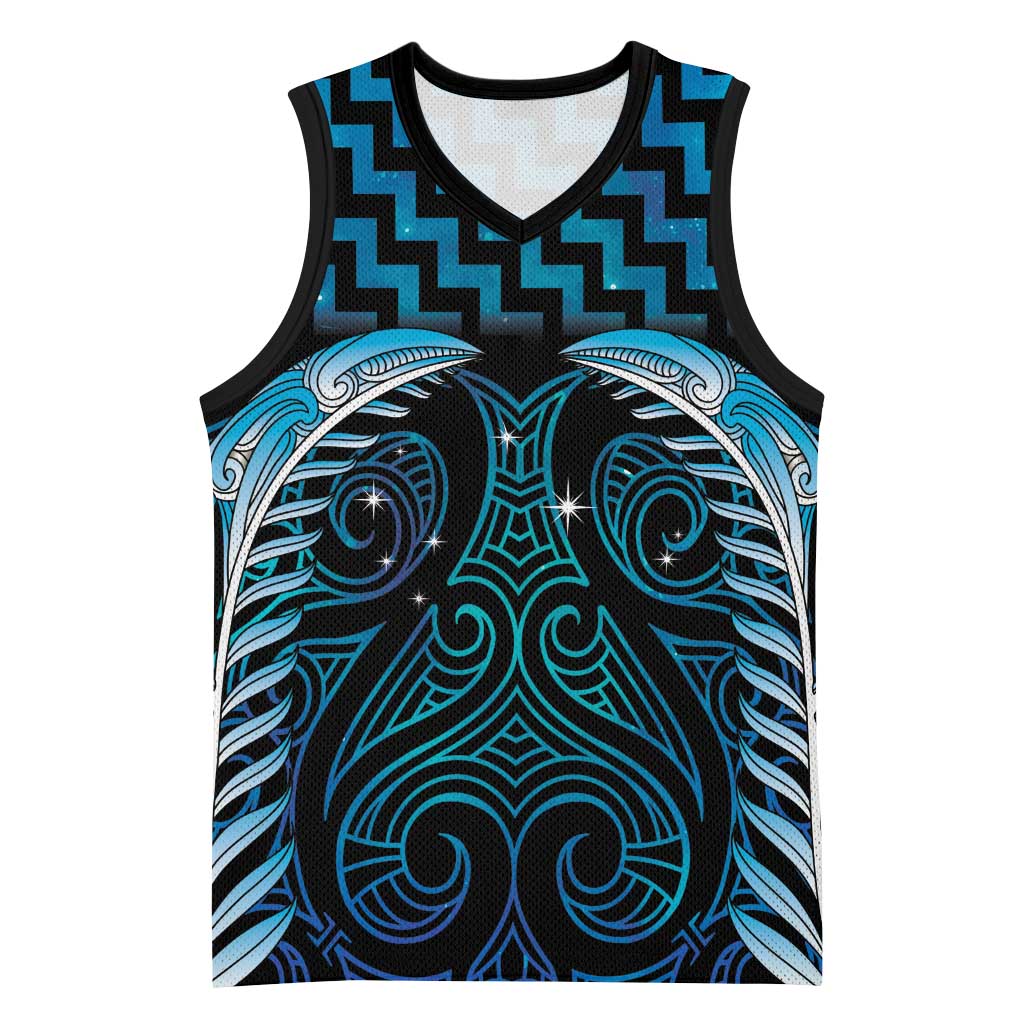 Blue Matariki New Zealand Basketball Jersey Maori Poutama Galaxy Vibes - Aussie Hoodie