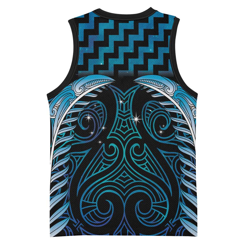Blue Matariki New Zealand Basketball Jersey Maori Poutama Galaxy Vibes - Aussie Hoodie