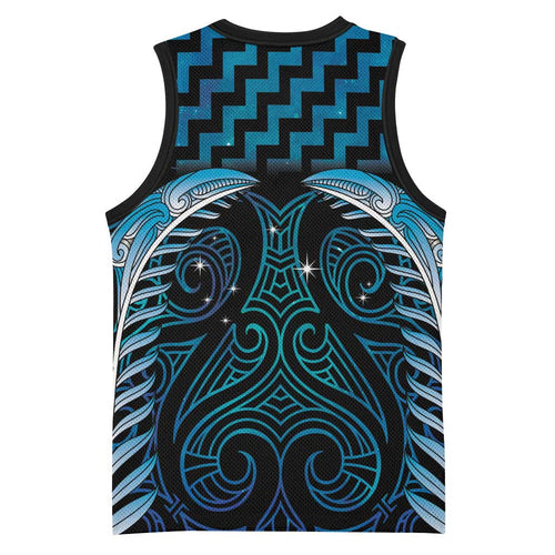 Blue Matariki New Zealand Basketball Jersey Maori Poutama Galaxy Vibes - Aussie Hoodie