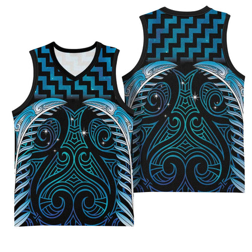 Blue Matariki New Zealand Basketball Jersey Maori Poutama Galaxy Vibes - Aussie Hoodie