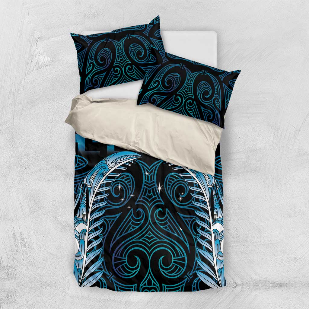 Blue Matariki New Zealand Bedding Set Maori Poutama Galaxy Vibes