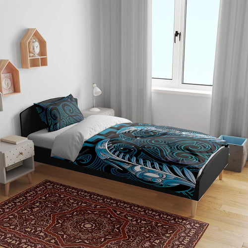 Blue Matariki New Zealand Bedding Set Maori Poutama Galaxy Vibes