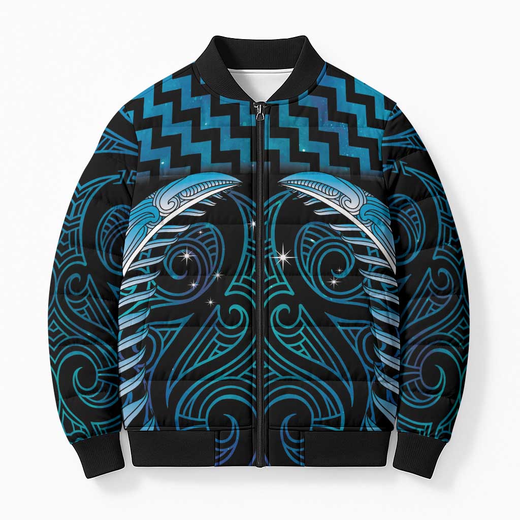 Blue Matariki New Zealand Bomber Puffer Jacket Maori Poutama Galaxy Vibes - Aussie Hoodie