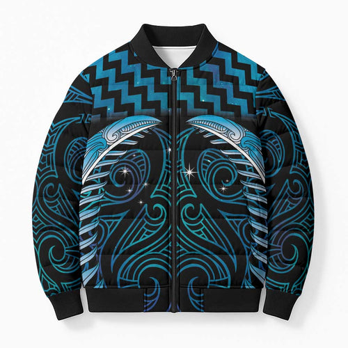 Blue Matariki New Zealand Bomber Puffer Jacket Maori Poutama Galaxy Vibes - Aussie Hoodie