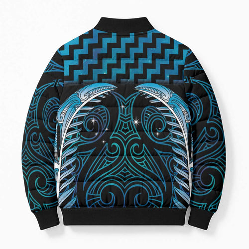 Blue Matariki New Zealand Bomber Puffer Jacket Maori Poutama Galaxy Vibes - Aussie Hoodie