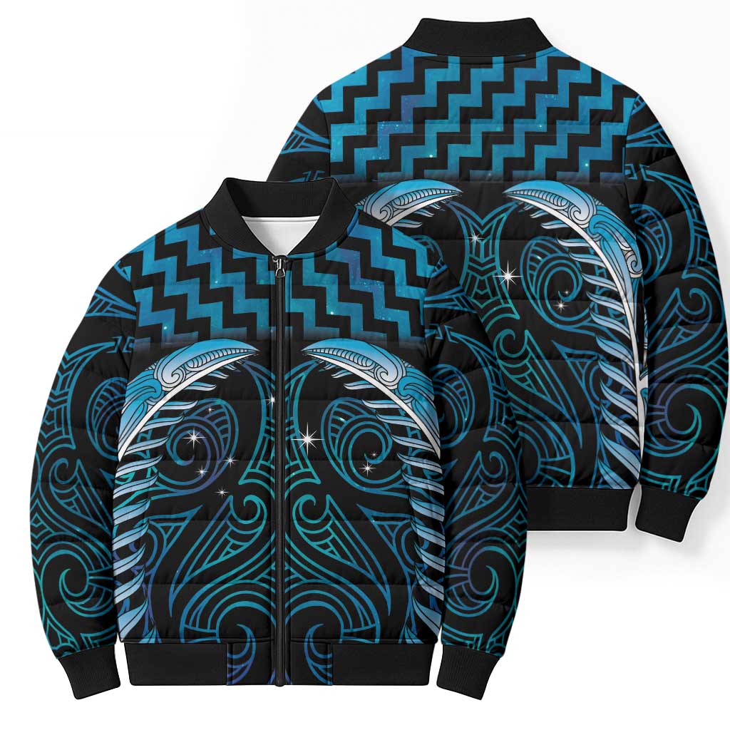 Blue Matariki New Zealand Bomber Puffer Jacket Maori Poutama Galaxy Vibes - Aussie Hoodie