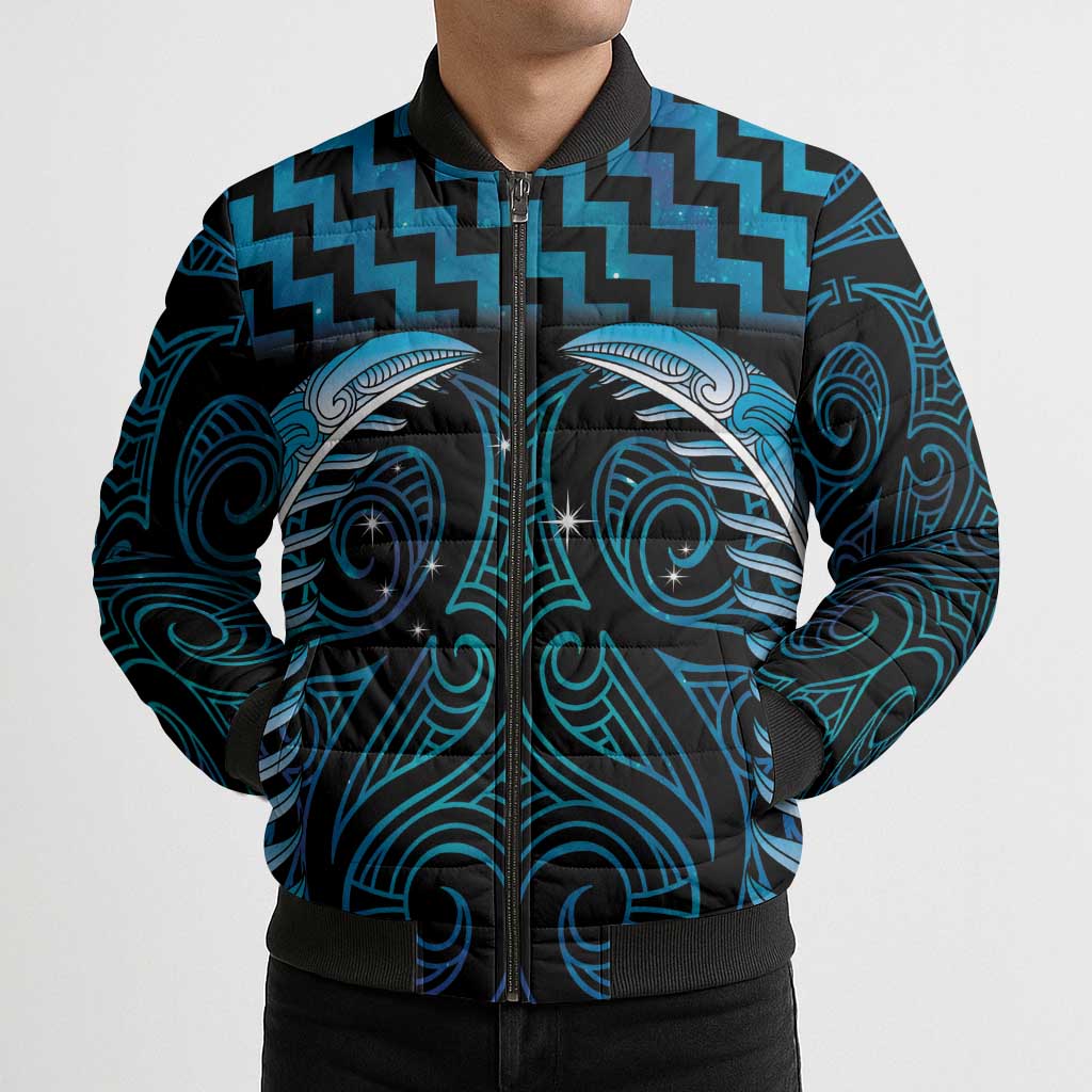 Blue Matariki New Zealand Bomber Puffer Jacket Maori Poutama Galaxy Vibes - Aussie Hoodie