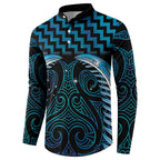 Blue Matariki New Zealand Button Sweatshirt Maori Poutama Galaxy Vibes