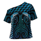 Blue Matariki New Zealand Cross Shoulder Shirt Maori Poutama Galaxy Vibes - Aussie Hoodie