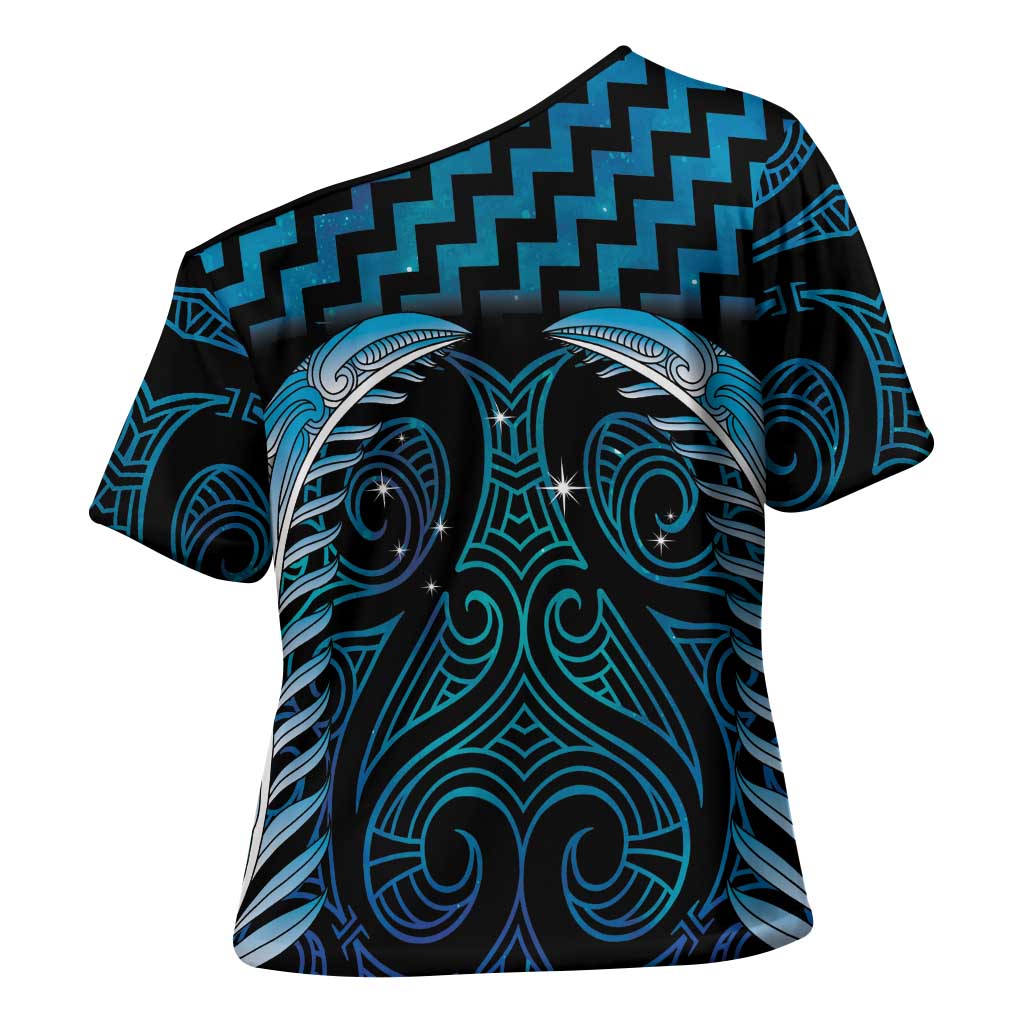 Blue Matariki New Zealand Cross Shoulder Shirt Maori Poutama Galaxy Vibes - Aussie Hoodie