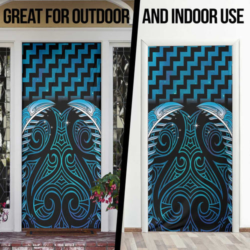 Blue Matariki New Zealand Door Cover Maori Poutama Galaxy Vibes - Aussie Hoodie