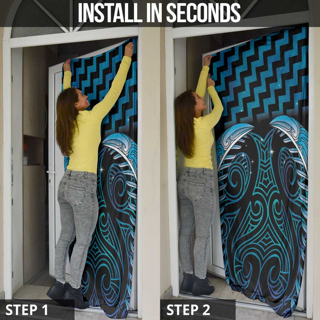Blue Matariki New Zealand Door Cover Maori Poutama Galaxy Vibes - Aussie Hoodie