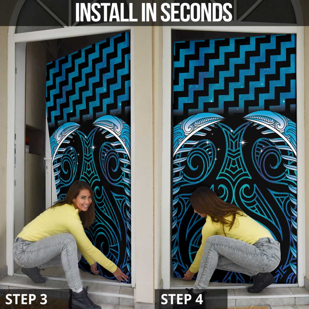 Blue Matariki New Zealand Door Cover Maori Poutama Galaxy Vibes - Aussie Hoodie