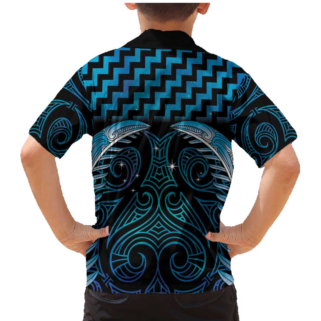 Blue Matariki New Zealand Family Matching Mermaid Dress and Hawaiian Shirt Maori Poutama Galaxy Vibes