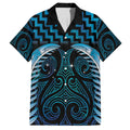 Blue Matariki New Zealand Family Matching Off The Shoulder Long Sleeve Dress and Hawaiian Shirt Maori Poutama Galaxy Vibes