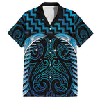 Blue Matariki New Zealand Family Matching Off The Shoulder Long Sleeve Dress and Hawaiian Shirt Maori Poutama Galaxy Vibes