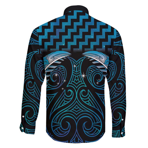 Blue Matariki New Zealand Family Matching Off Shoulder Short Dress and Hawaiian Shirt Maori Poutama Galaxy Vibes
