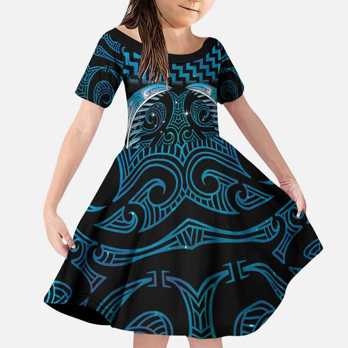Blue Matariki New Zealand Family Matching Puletasi and Hawaiian Shirt Maori Poutama Galaxy Vibes