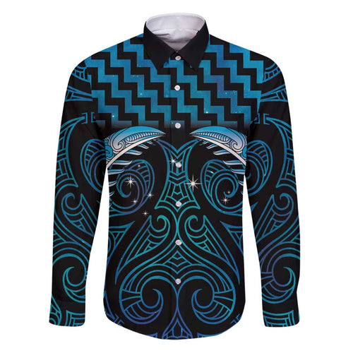 Blue Matariki New Zealand Family Matching Puletasi and Hawaiian Shirt Maori Poutama Galaxy Vibes
